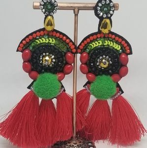 Mia Collection by kimmie sun tassel earrings red